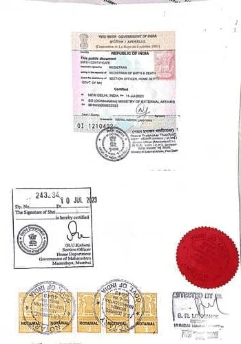 Birth certificate apostille stamp